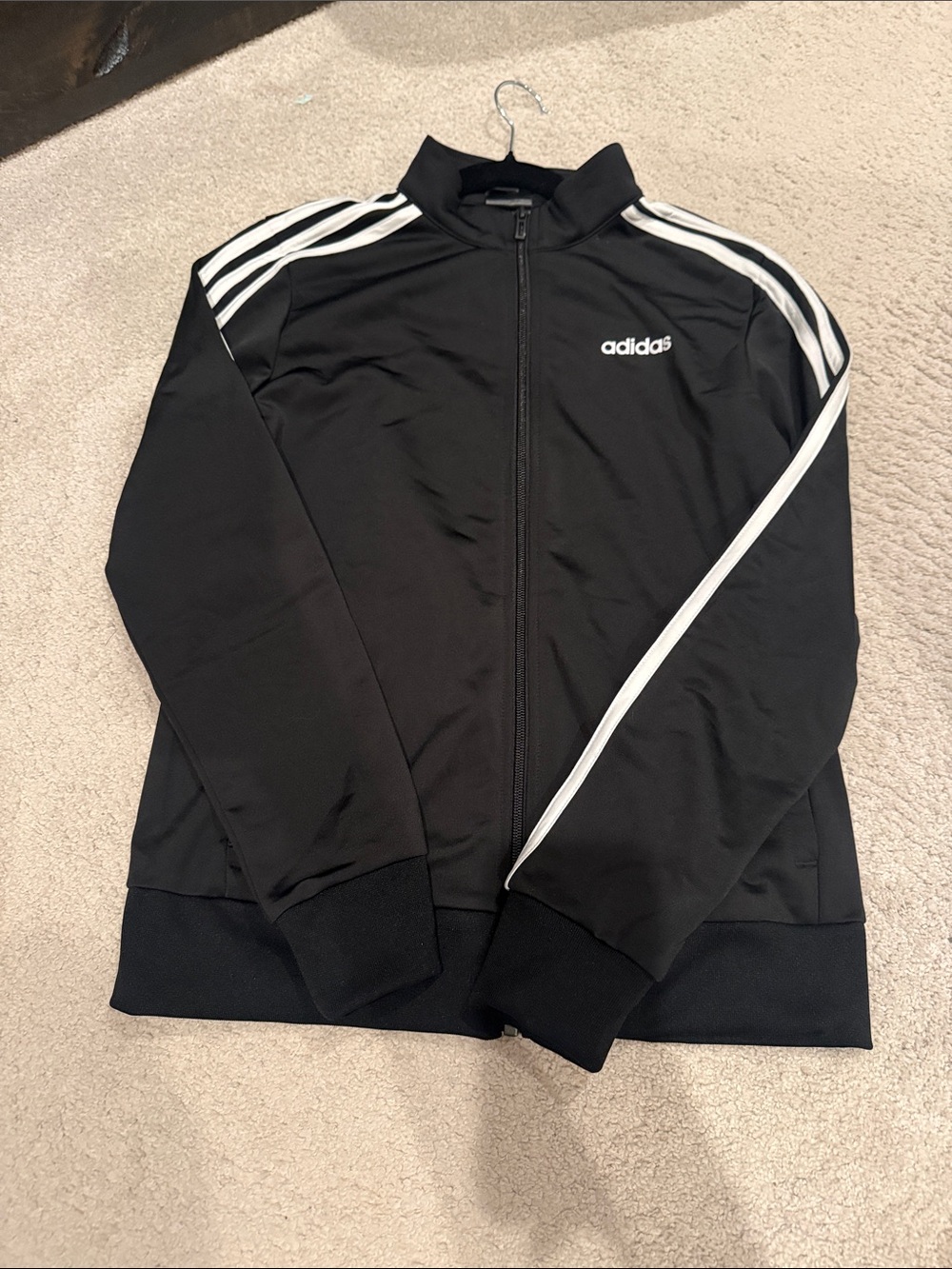 Adidas Black Track Jacket with White Stripes(Ships from OR)